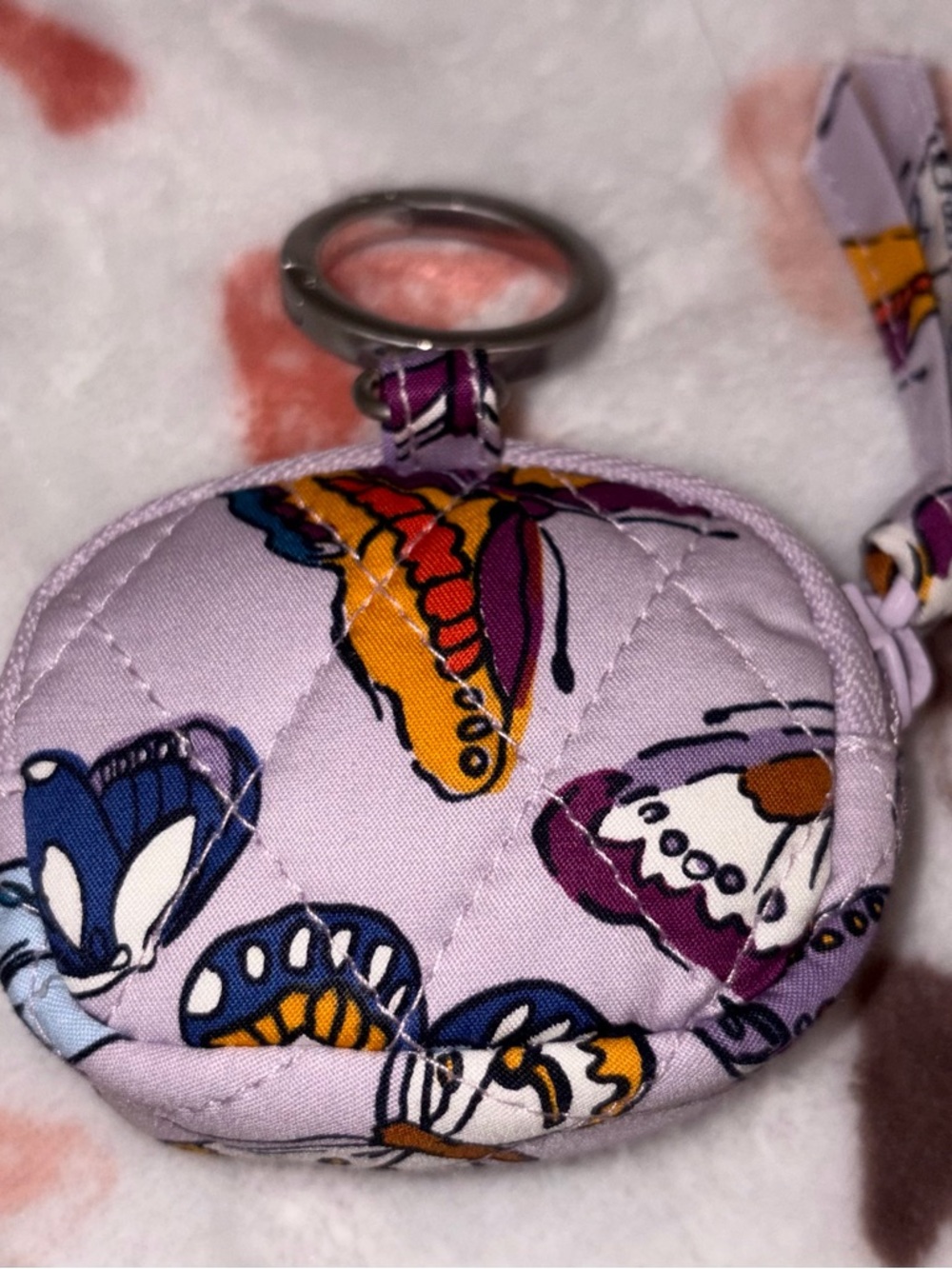 Vera Bradley Lavender Butterfly Quilted Keychain Pouch